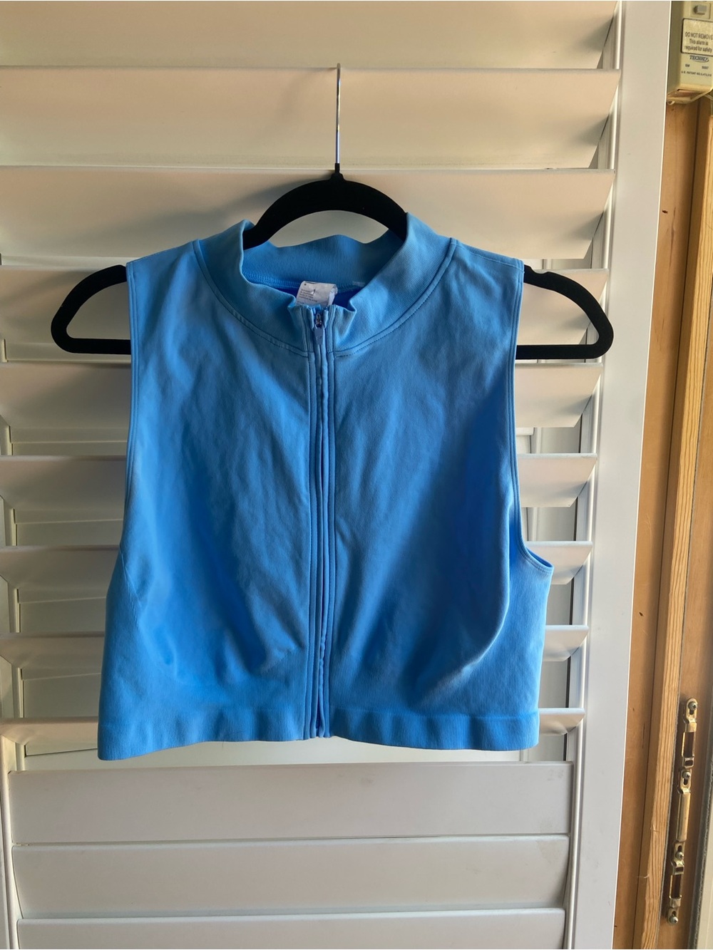 Fabletics Bright Blue Sleeveless Zip Crop Top